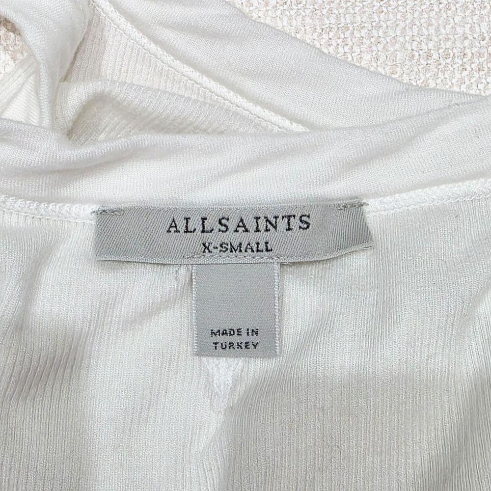 AllSaints Womens White Ribbed Tank Top Sleeveless Crew Neck XS AS424091W - Picture 4 of 8